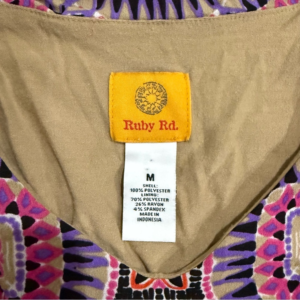 Ruby Rd. Pink & Purple Embroidered V-Neck Boho Tunic - Picture 5 of 6